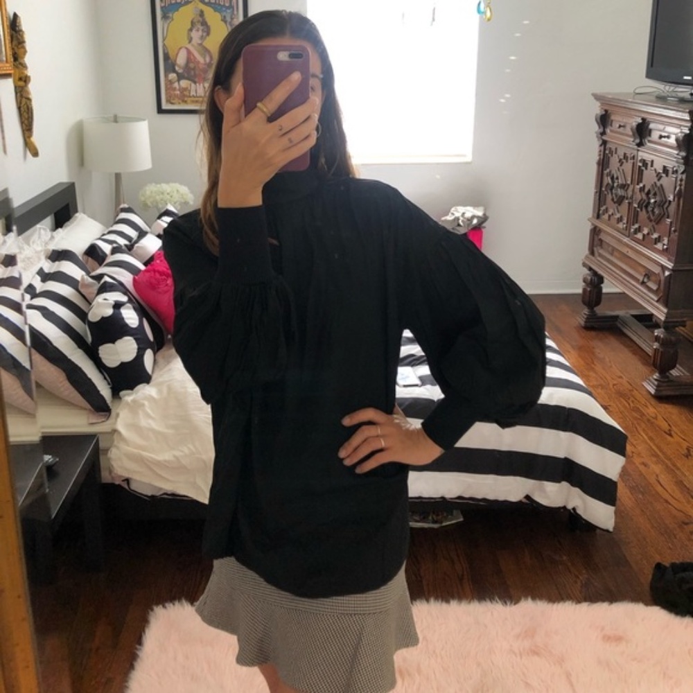 NWT Double Standard Clothing Black Balloon Sleeve Mockneck Japan Shirt Small - Picture 2 of 11